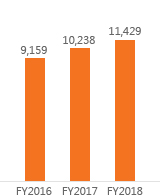 총자본 FY2016:9,159, FY2017:10,238 FY2018:11,429