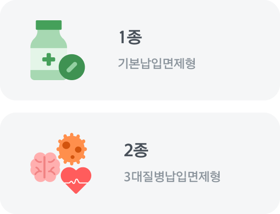1종:기본납입면제형, 2종:3대질병납입면제형
